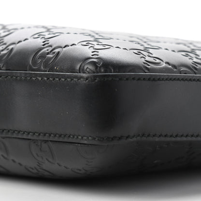 Gucci Guccissima Signature Medium Flat Messenger Bag Black 9 of 10