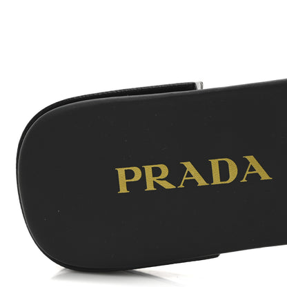 Prada Jacquard Trianglolo Symbole Embroidered Triangle 10mm Slide Sandals 40 Black Corda 8 of 8