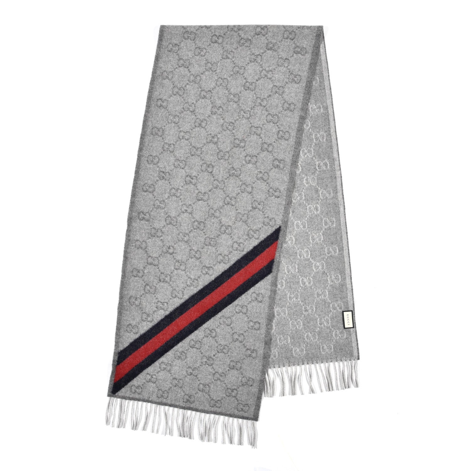 Gucci Wool Angora Monogram Web New Nikky Scarf Zinc Blue 2 of 5