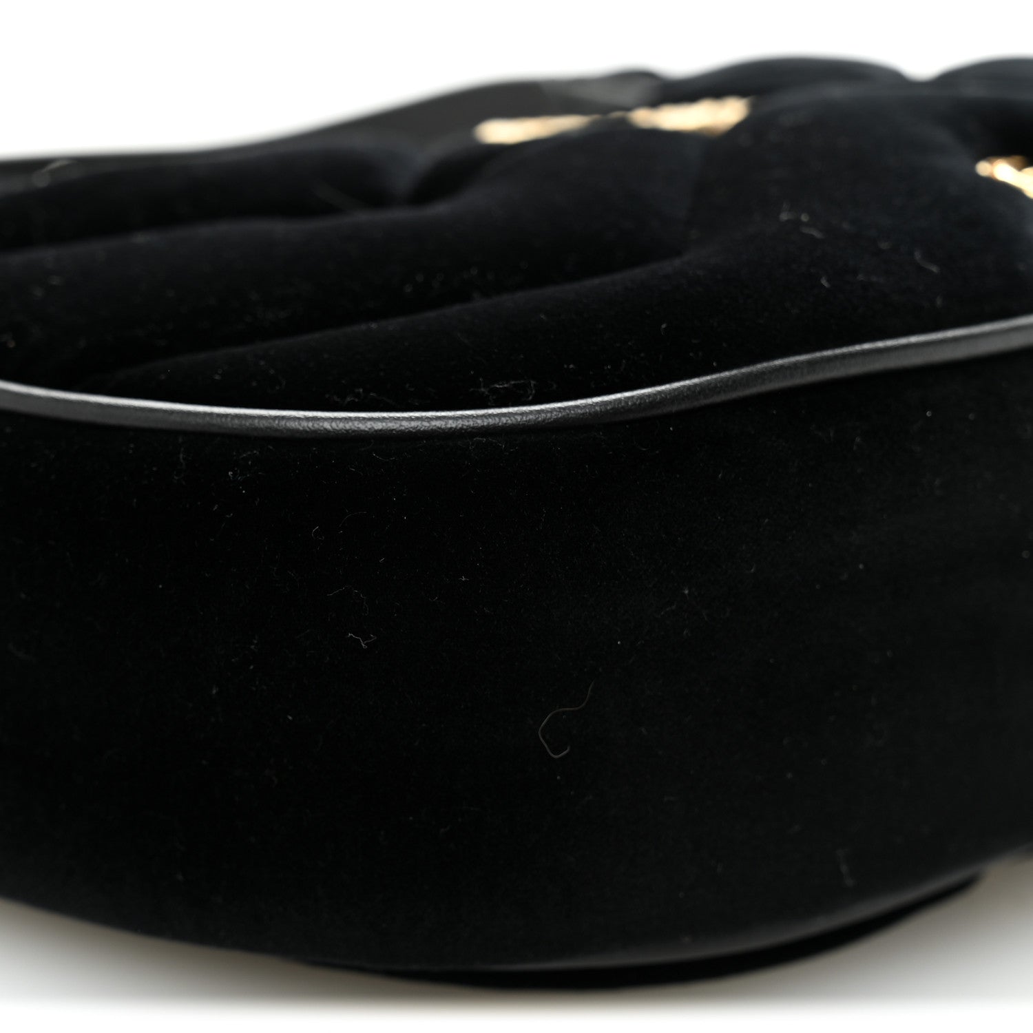 Gucci Velvet Matelasse Double G Studs Torchon GG Marmont Half Moon Hobo Black 9 of 10