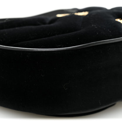 Gucci Velvet Matelasse Double G Studs Torchon GG Marmont Half Moon Hobo Black 9 of 10