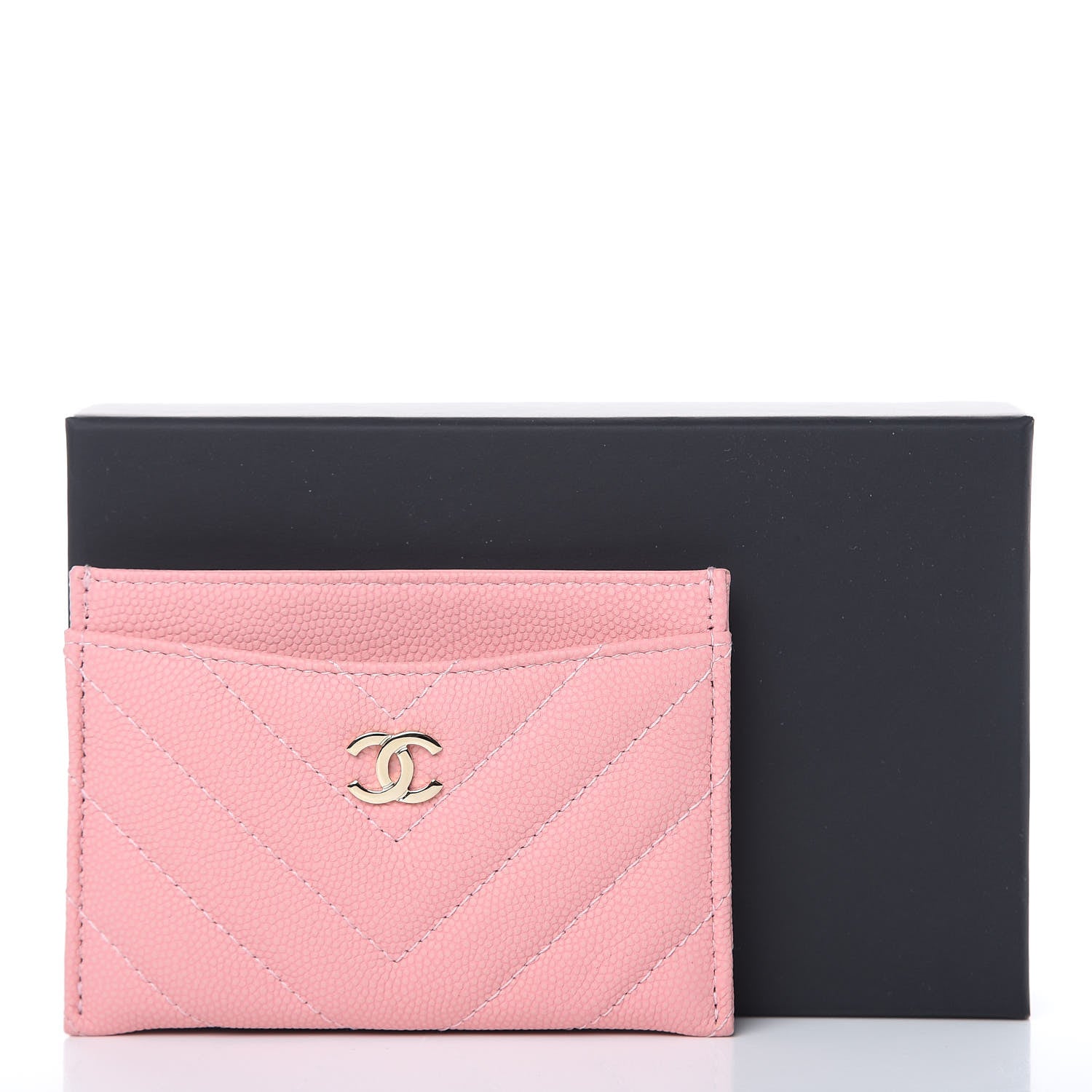 Chanel Caviar Chevron Quilted Card Holder Pink 9 of 9