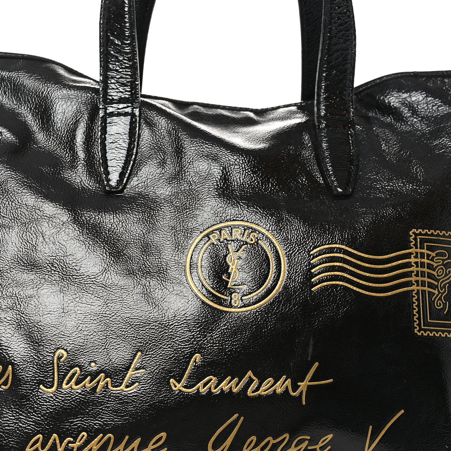 Saint Laurent Textured Patent Y-Mail Tote Black 7 of 9