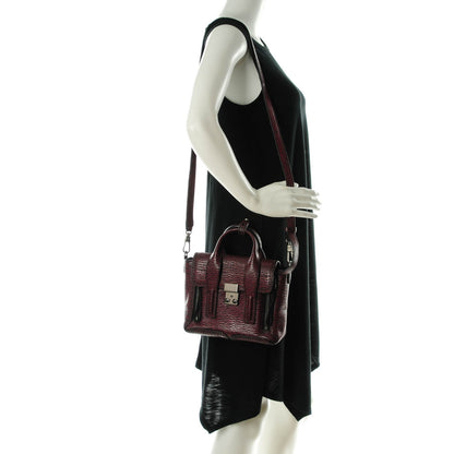 3.1 Phillip Lim 3.1 Textured Calfskin Mini Pashli Satchel Black Red 2 of 6