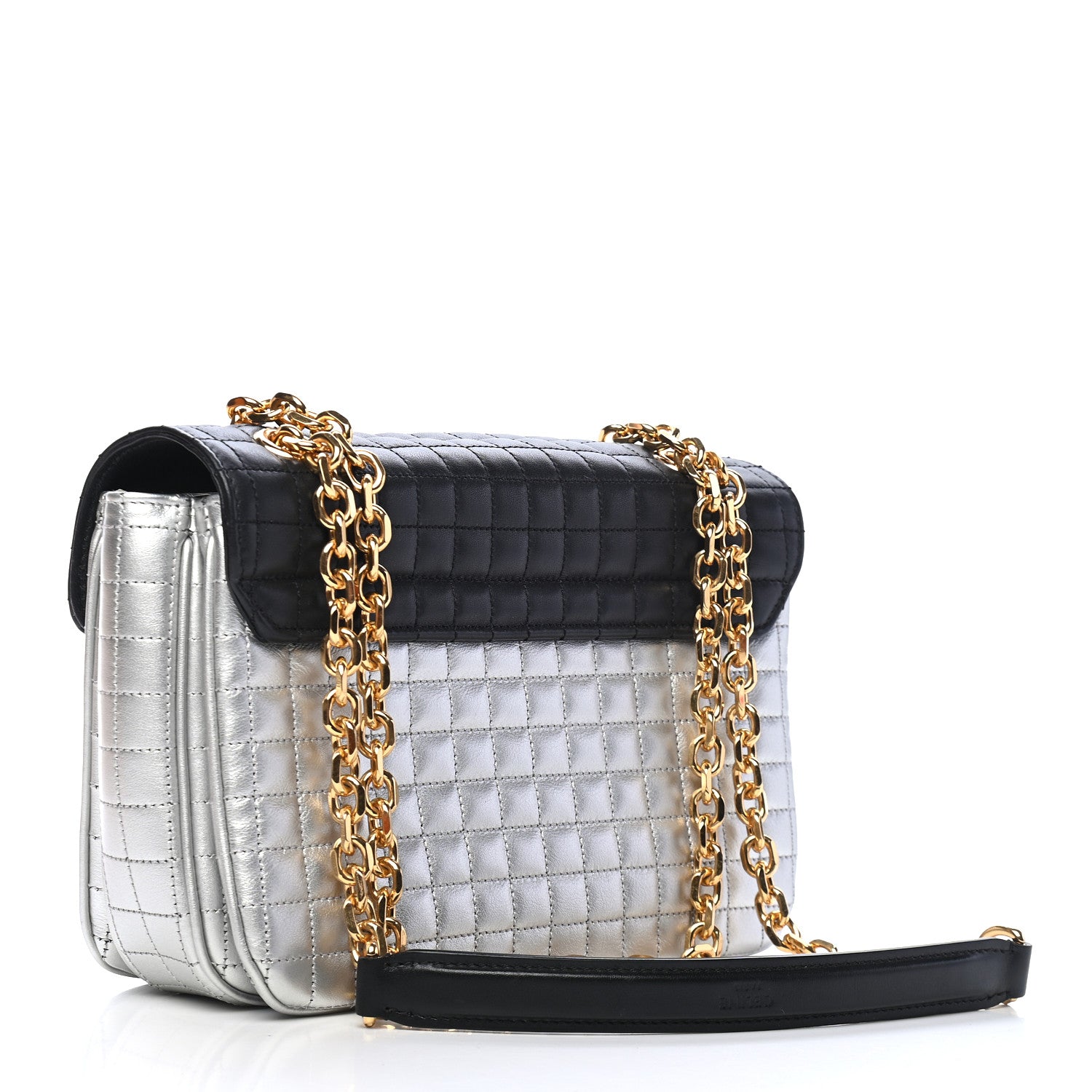 Celine Calfskin Quilted Medium C Bag Black White 3 of 8