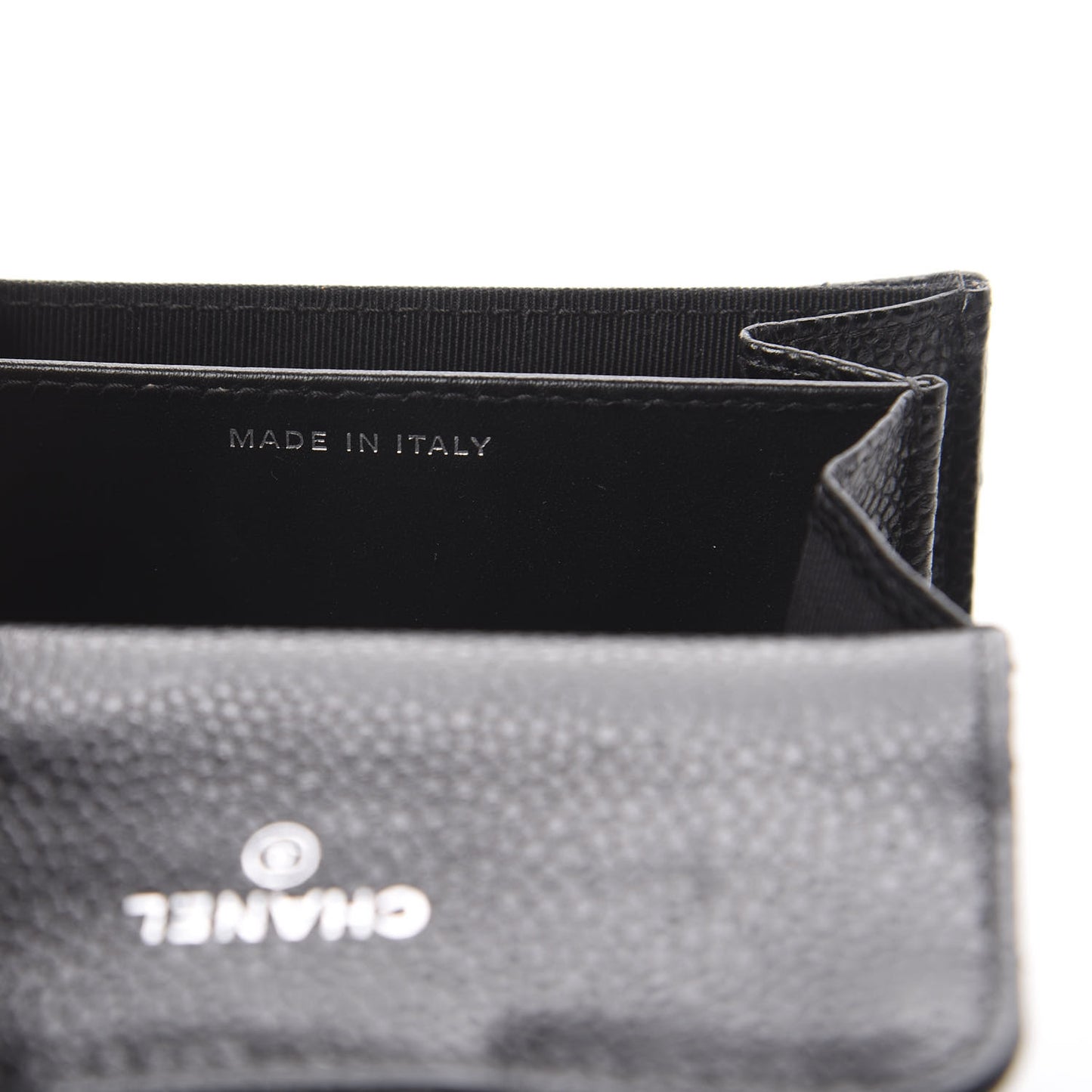 Caviar Quilted Flap Card Holder Black