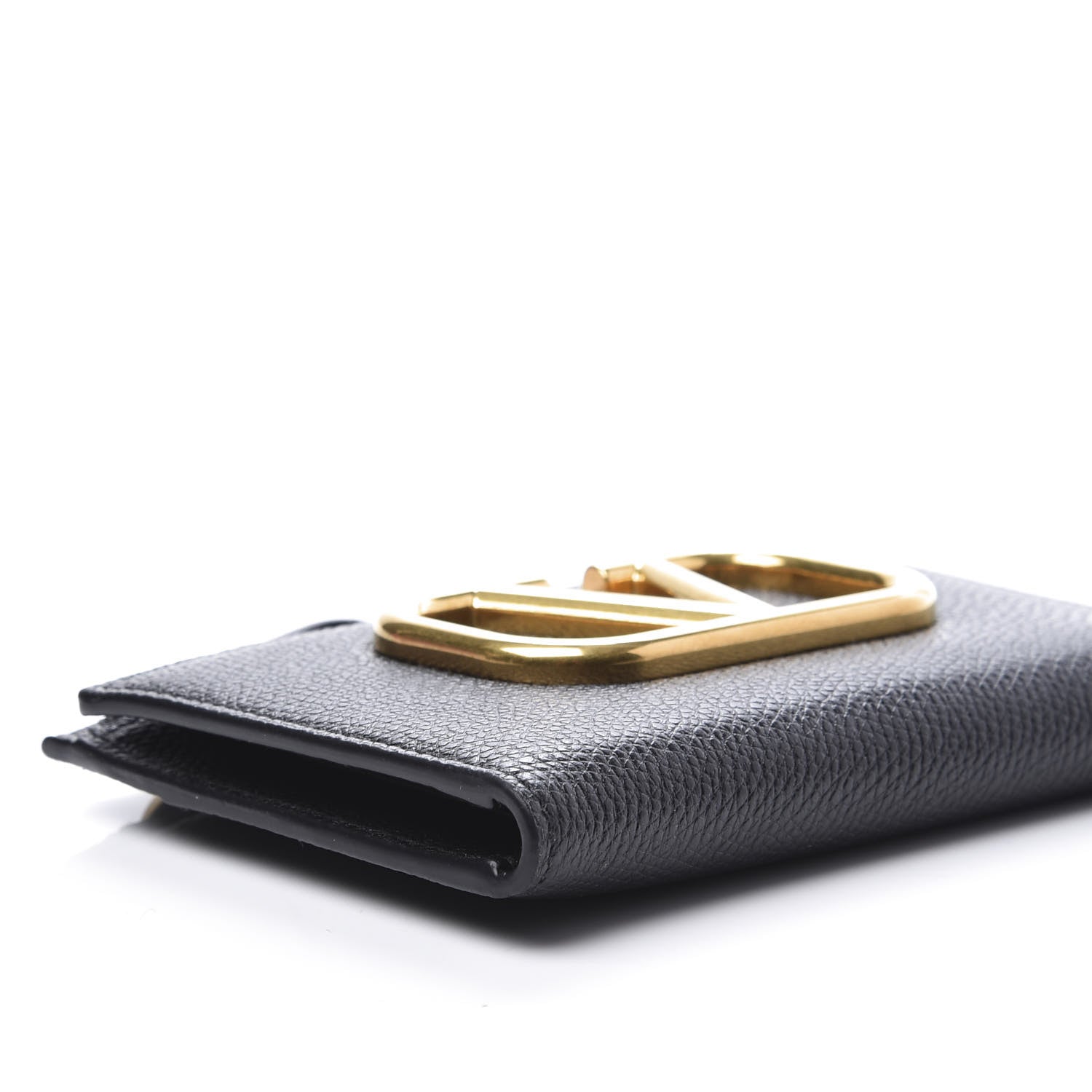 Valentino Garavani Grained Calfskin VLogo Coin Case Card Holder Black 6 of 8