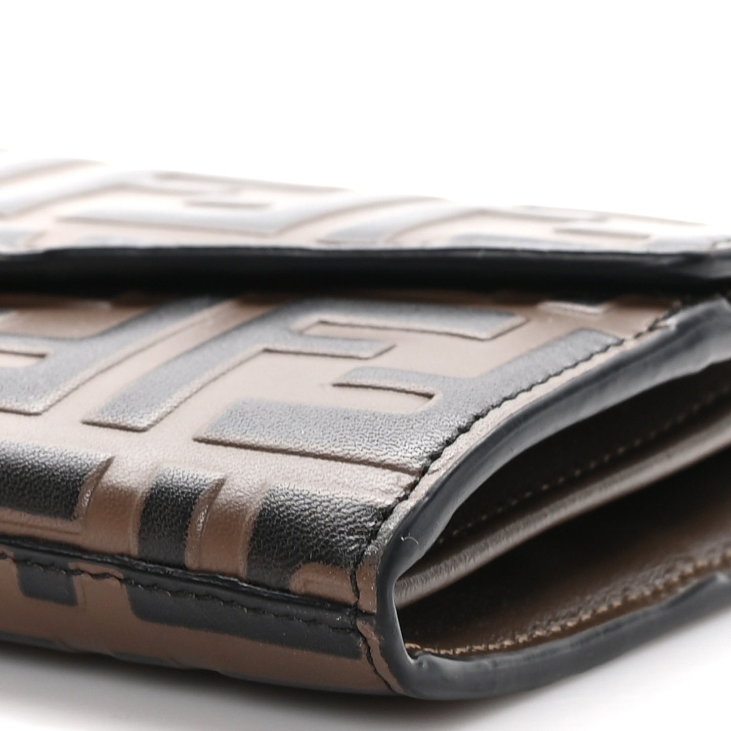 Vitello Soft F is Bi-Color FF 1974 Embossed Continental Envelope Wallet On Chain Maya Black