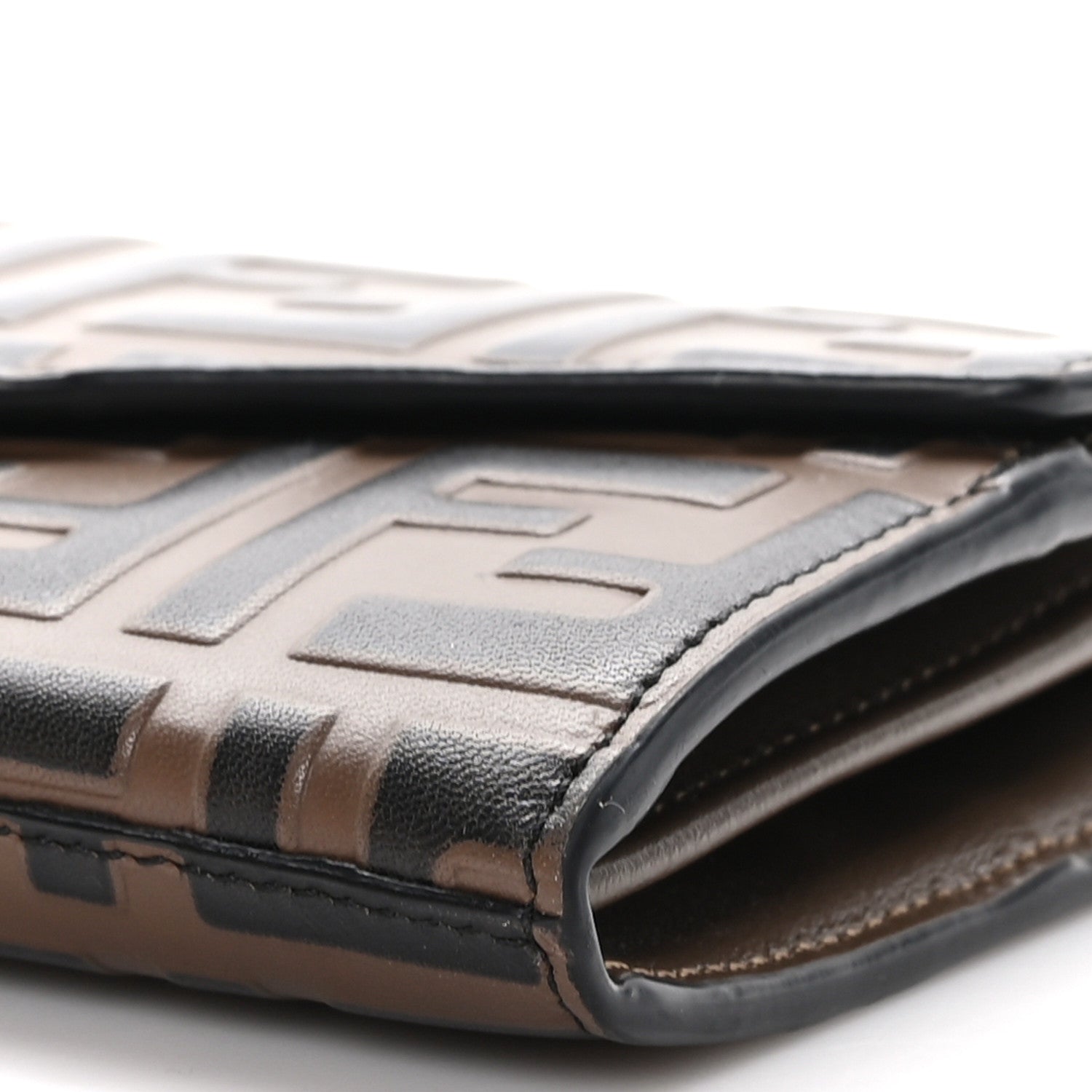 Fendi Vitello Soft F is Bi-Color FF 1974 Embossed Continental Envelope Wallet On Chain Maya Black 11 of 12
