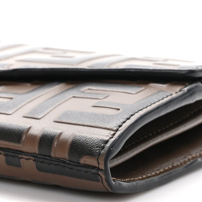 Fendi Vitello Soft F is Bi-Color FF 1974 Embossed Continental Envelope Wallet On Chain Maya Black 11 of 12