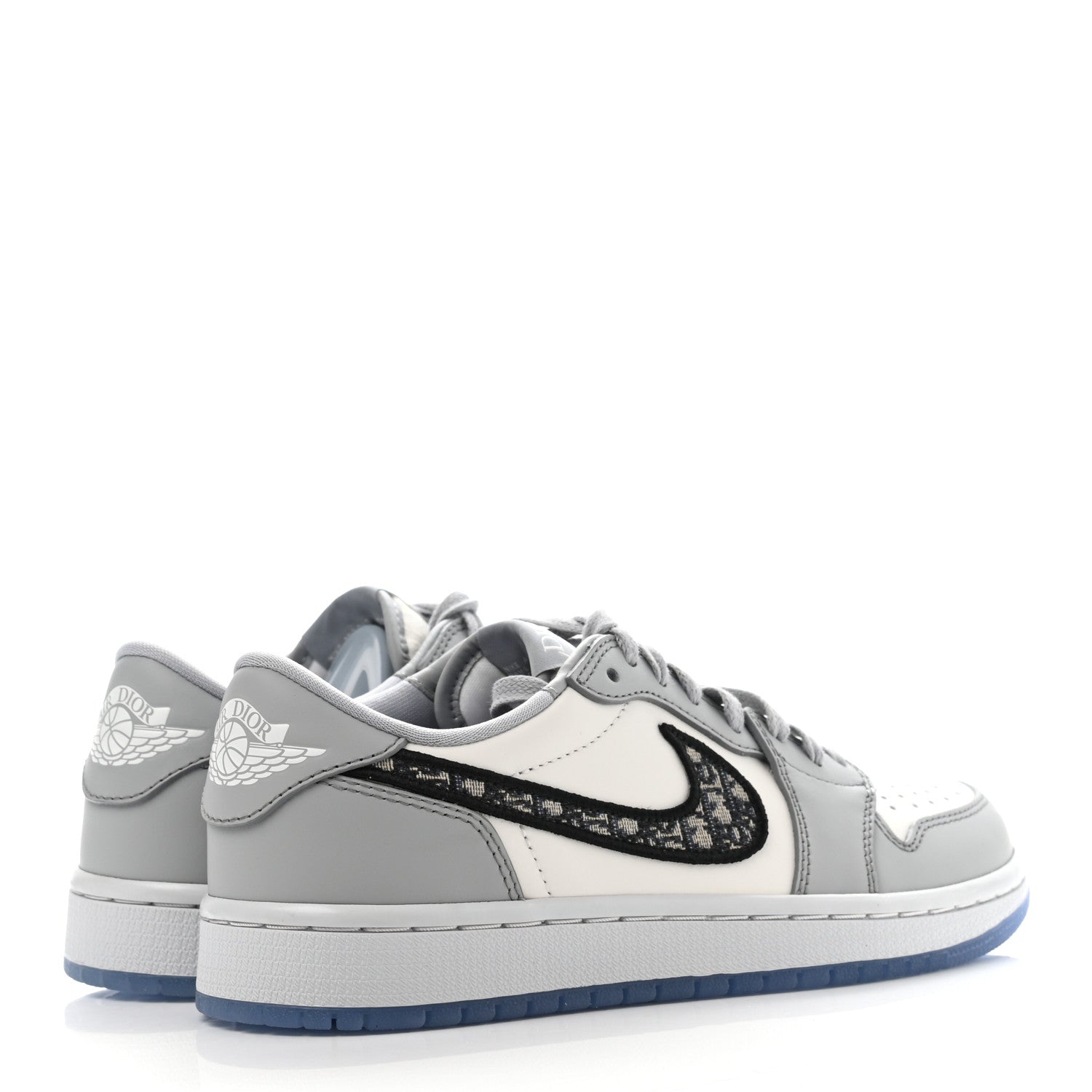 Christian Dior X Nike Air Jordan Calfskin Mens Oblique Low Sneakers 38.5 Beige White 4 of 11