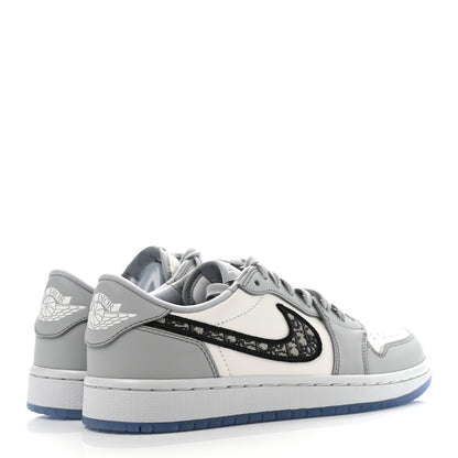 Christian Dior X Nike Air Jordan Calfskin Mens Oblique Low Sneakers 38.5 Beige White 4 of 11