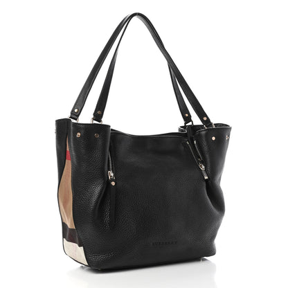 Burberry Grainy Calfskin House Check Medium Maidstone Black 2 of 4