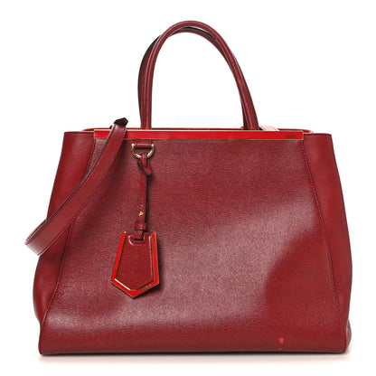 Fendi Vitello Elite Regular 2Jours Tote Rosso Scuro Ciliegia 1 of 12
