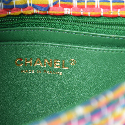 Chanel Tweed Quilted Mini Rectangular Flap Green Multicolor 6 of 10