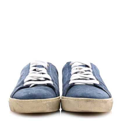 Saint Laurent Distressed Suede Womens Court Classic Sneakers 36 Denim 2 of 9