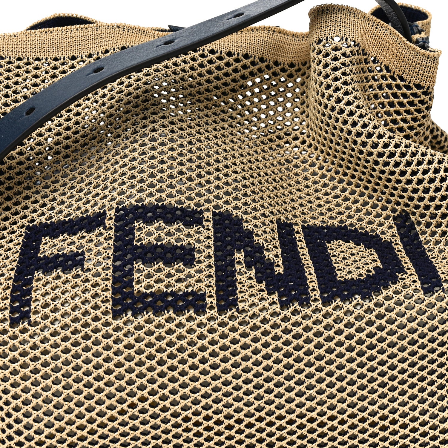 Fendi Raffia Woven Vitello King Soft Large Hobo Natural Beige Blue 8 of 10