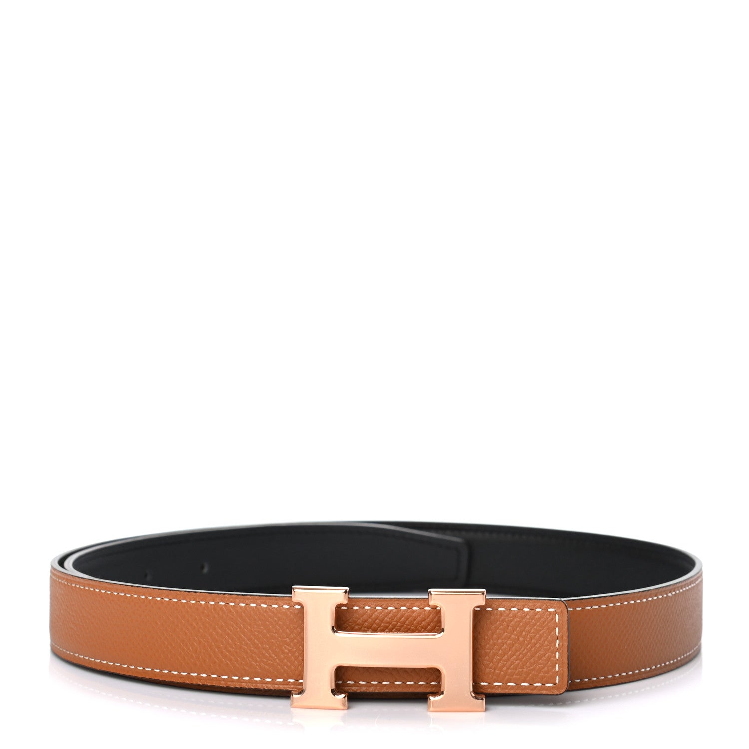 Hermes Swift Epsom 24mm H Belt 80 Black Gold 1 of 6