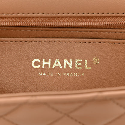 Chanel Lambskin Quilted Mini Top Handle Rectangular Flap Beige 6 of 10