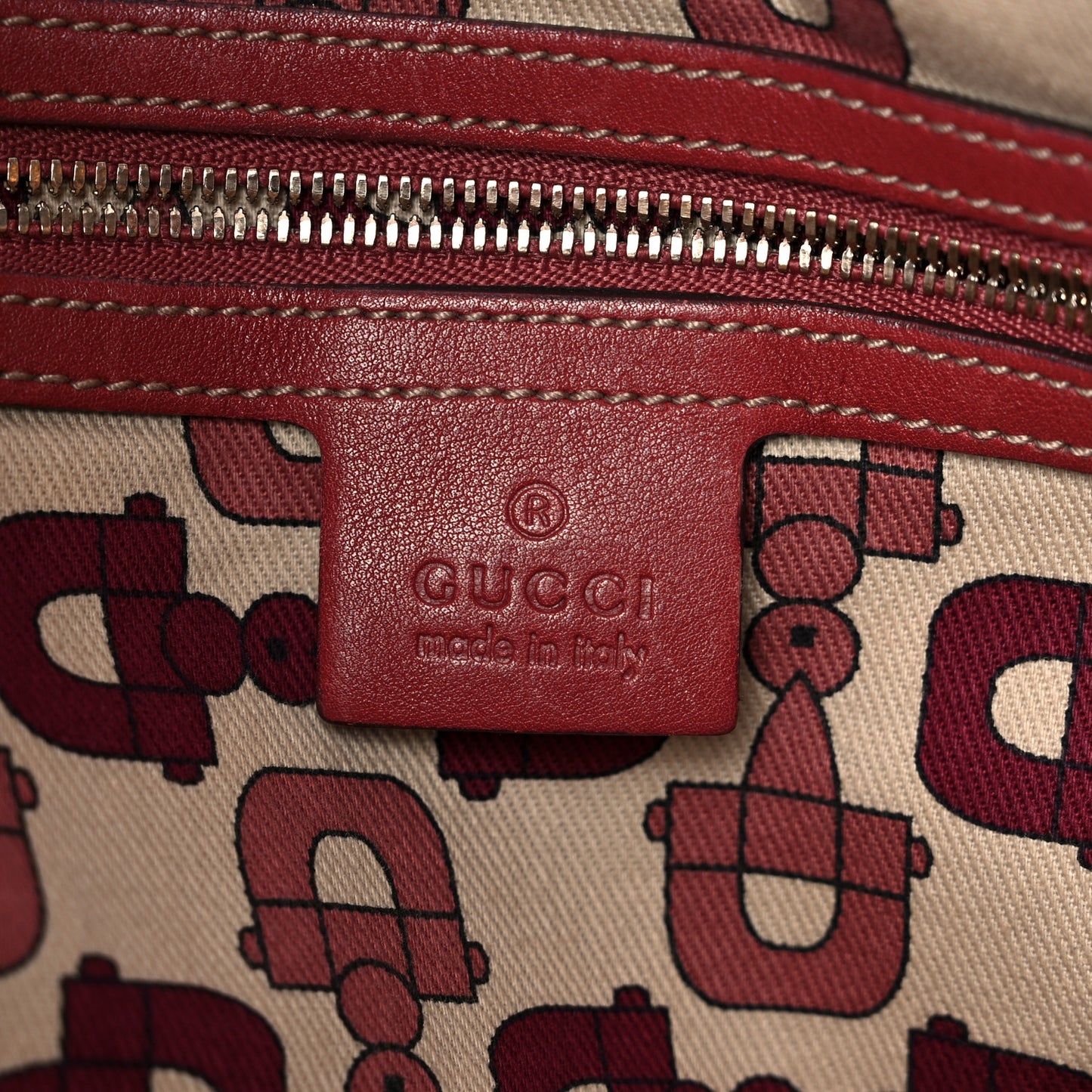 Guccissima Large Biba Studded Hobo Red