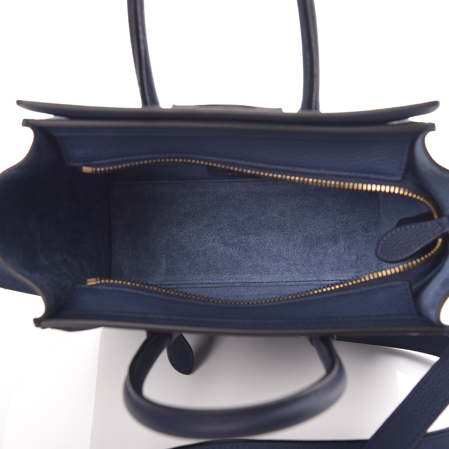 Celine Drummed Calfskin Nano Luggage Marine 8 of 13