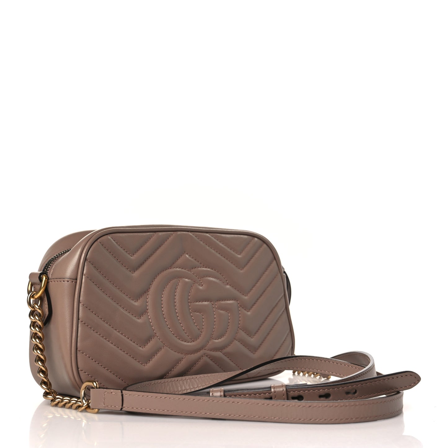 Calfskin Matelasse Small GG Marmont Chain Shoulder Bag Porcelain Rose