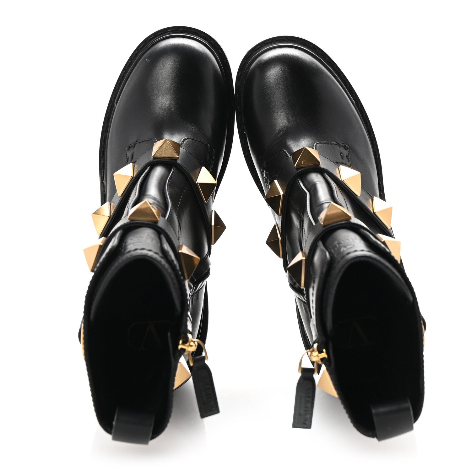 Valentino Garavani Calfskin Roman Stud 20/85mm Combat Boots 38.5 Black 2 of 9