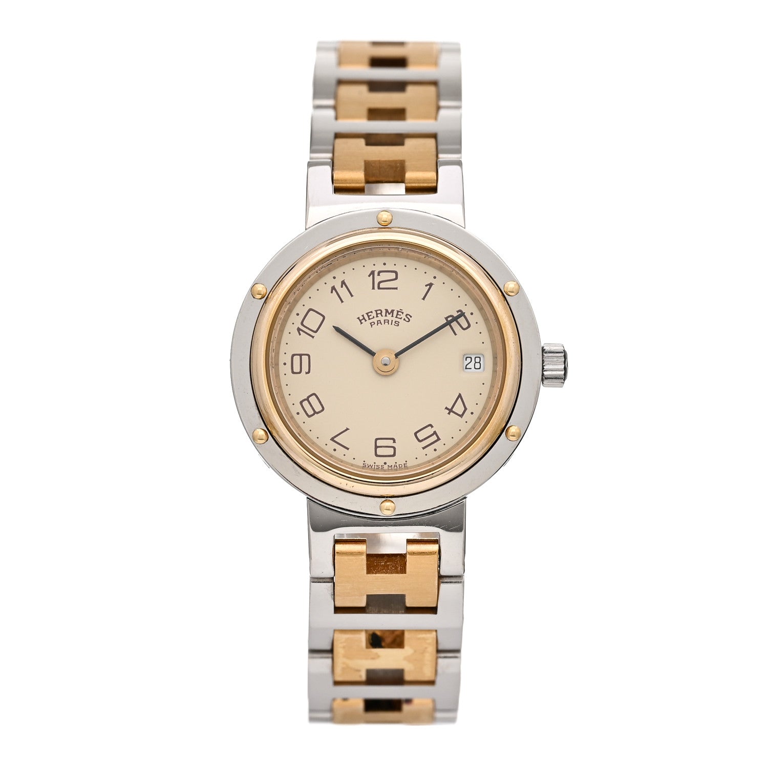 Hermes Stainless Steel 24mm Clipper Quartz Watch Gold 1 of 4