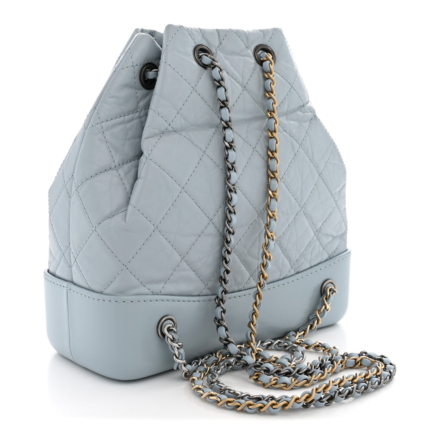 Chanel Aged Calfskin Quilted Small Gabrielle Backpack Light Blue 2 of 10