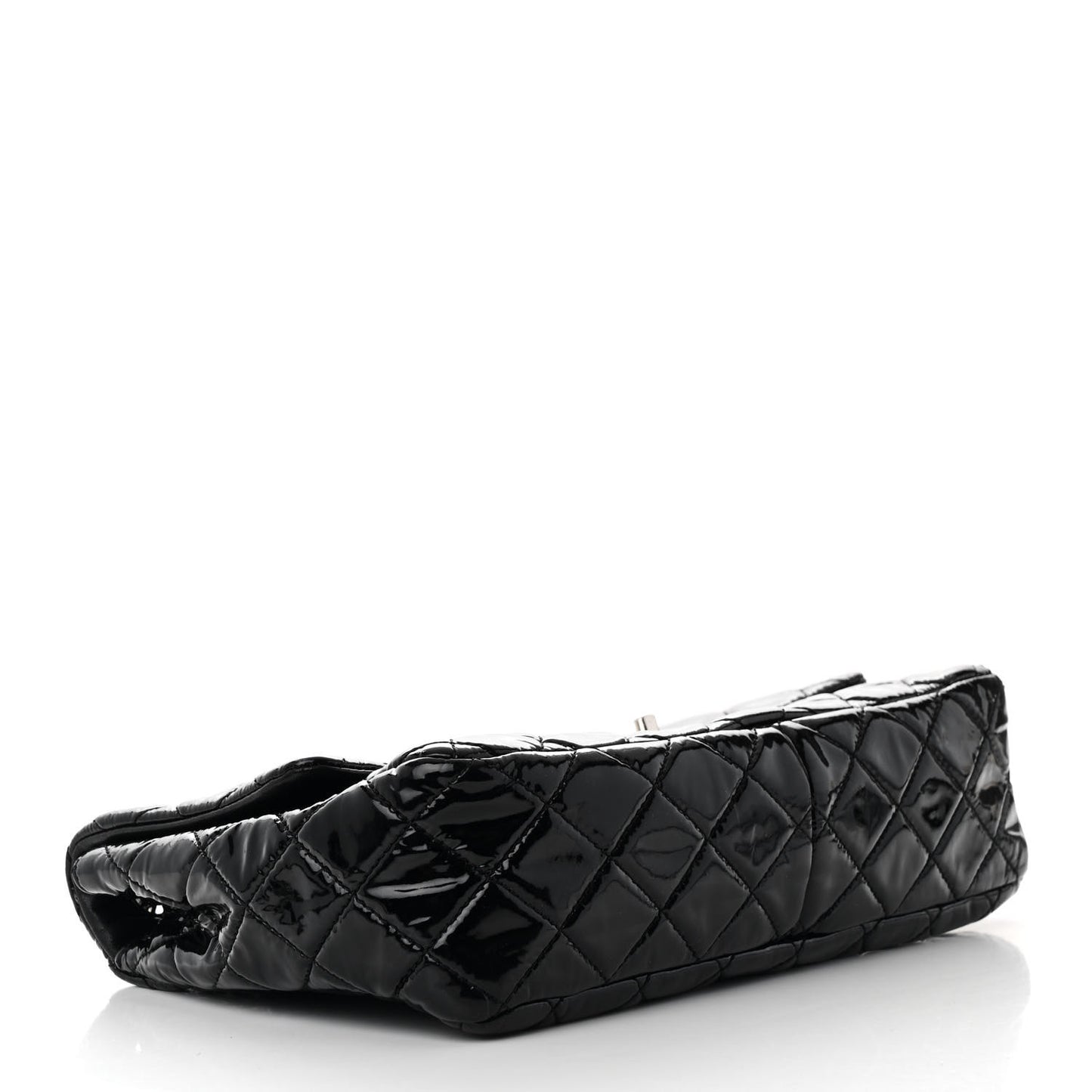 Patent Quilted Jumbo Single Flap Black
