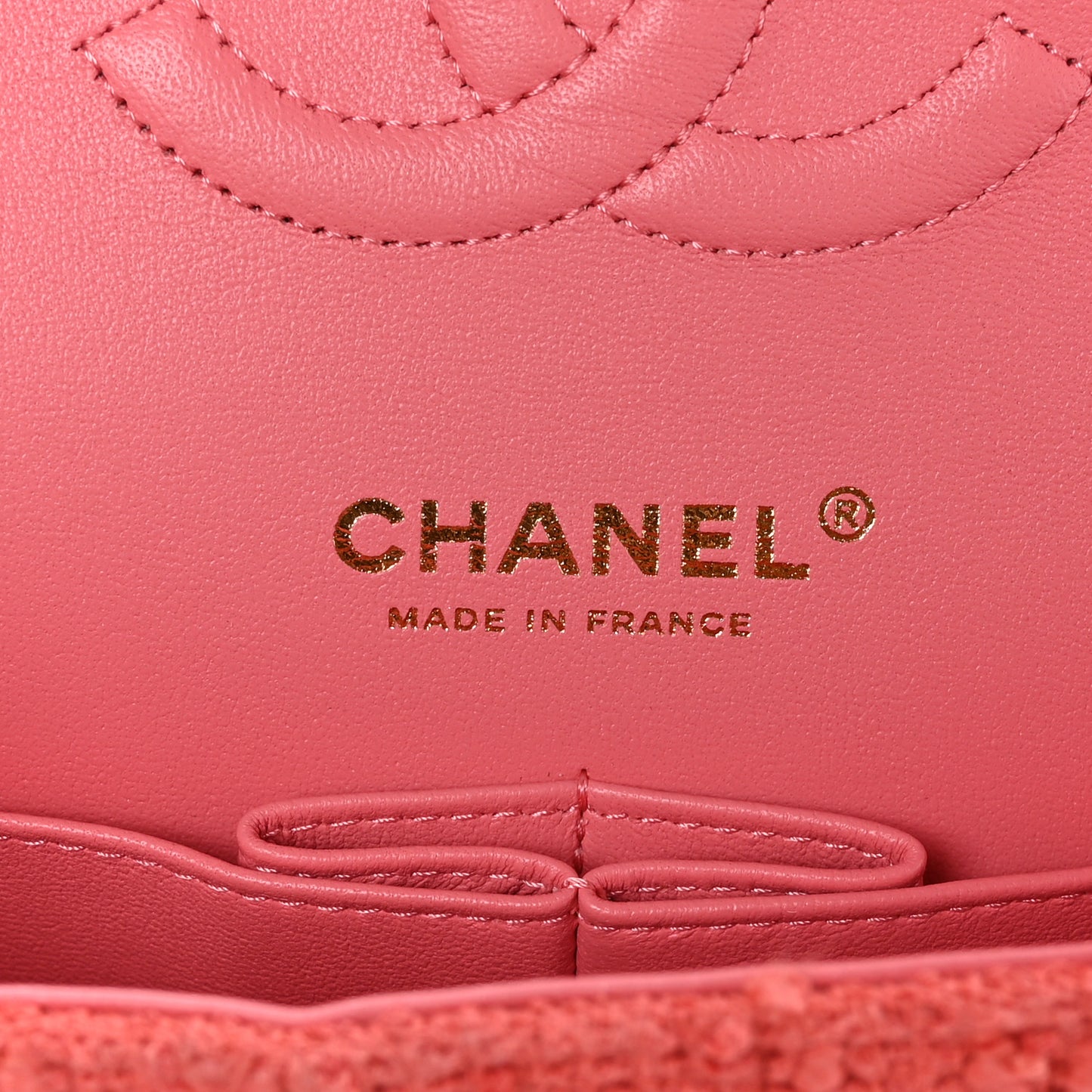 Tweed Quilted Medium Double Flap Dark Pink