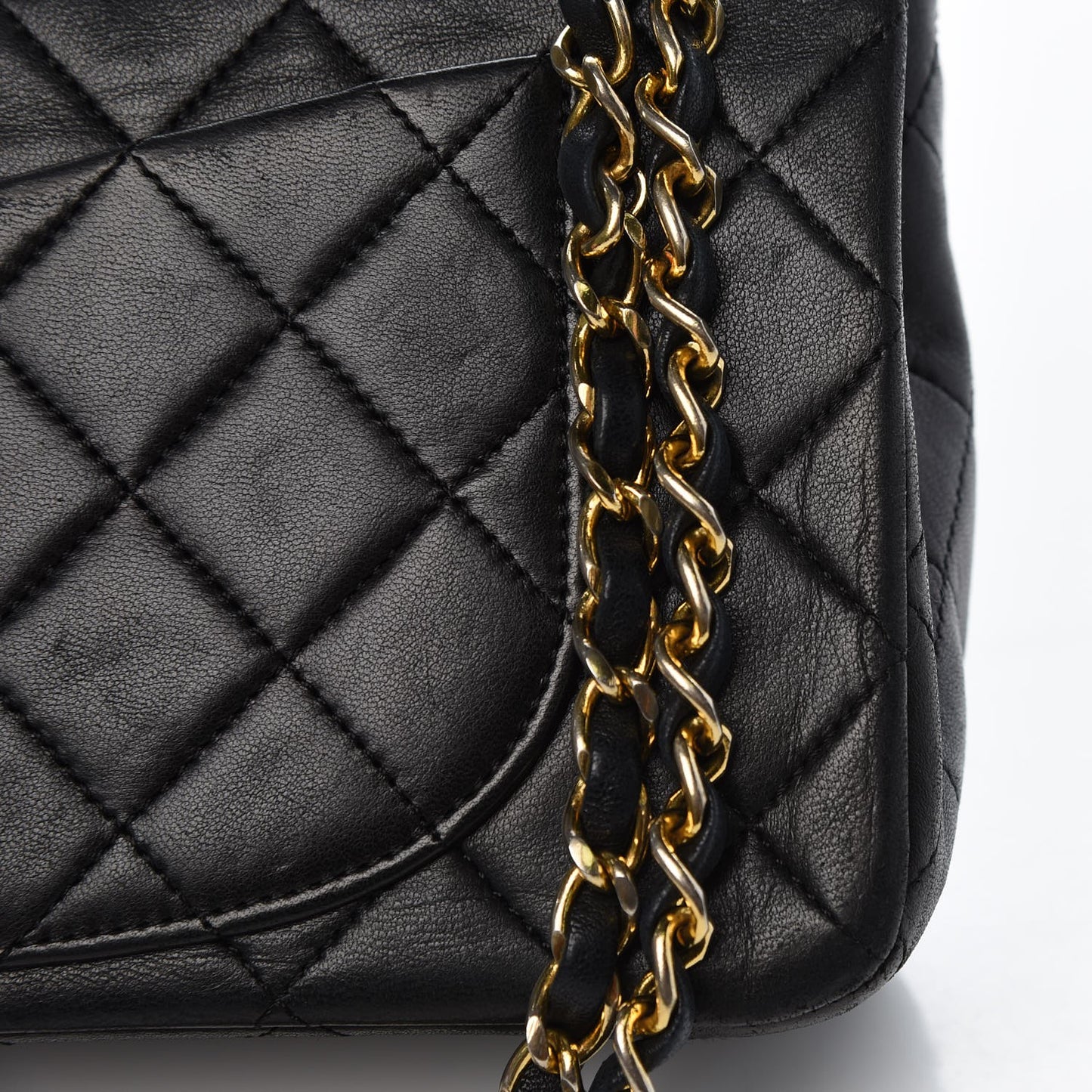 Lambskin Quilted Small Double Flap Black