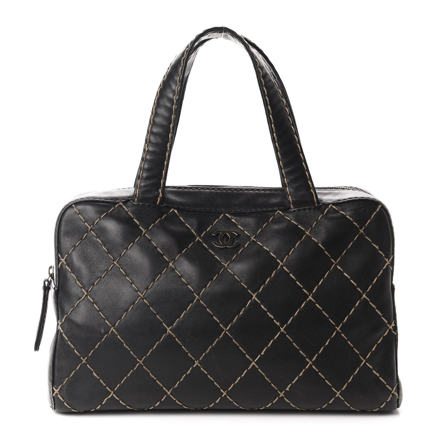 Chanel Calfskin Wild Stitch Top Handle Bag Black 1 of 14