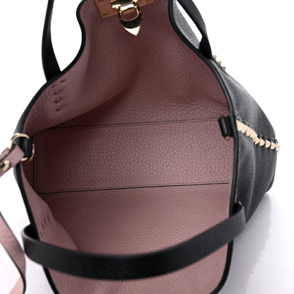 Valentino Garavani Grained Calfskin Small Rockstud Flip Lock Tote Black Rose Quartz 6 of 9