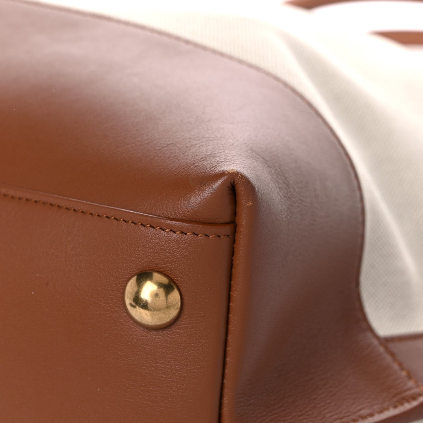 Calfskin Linen Two Tone Cabas Tote Beige