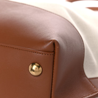 Saint Laurent Calfskin Linen Two Tone Cabas Tote Beige 11 of 12