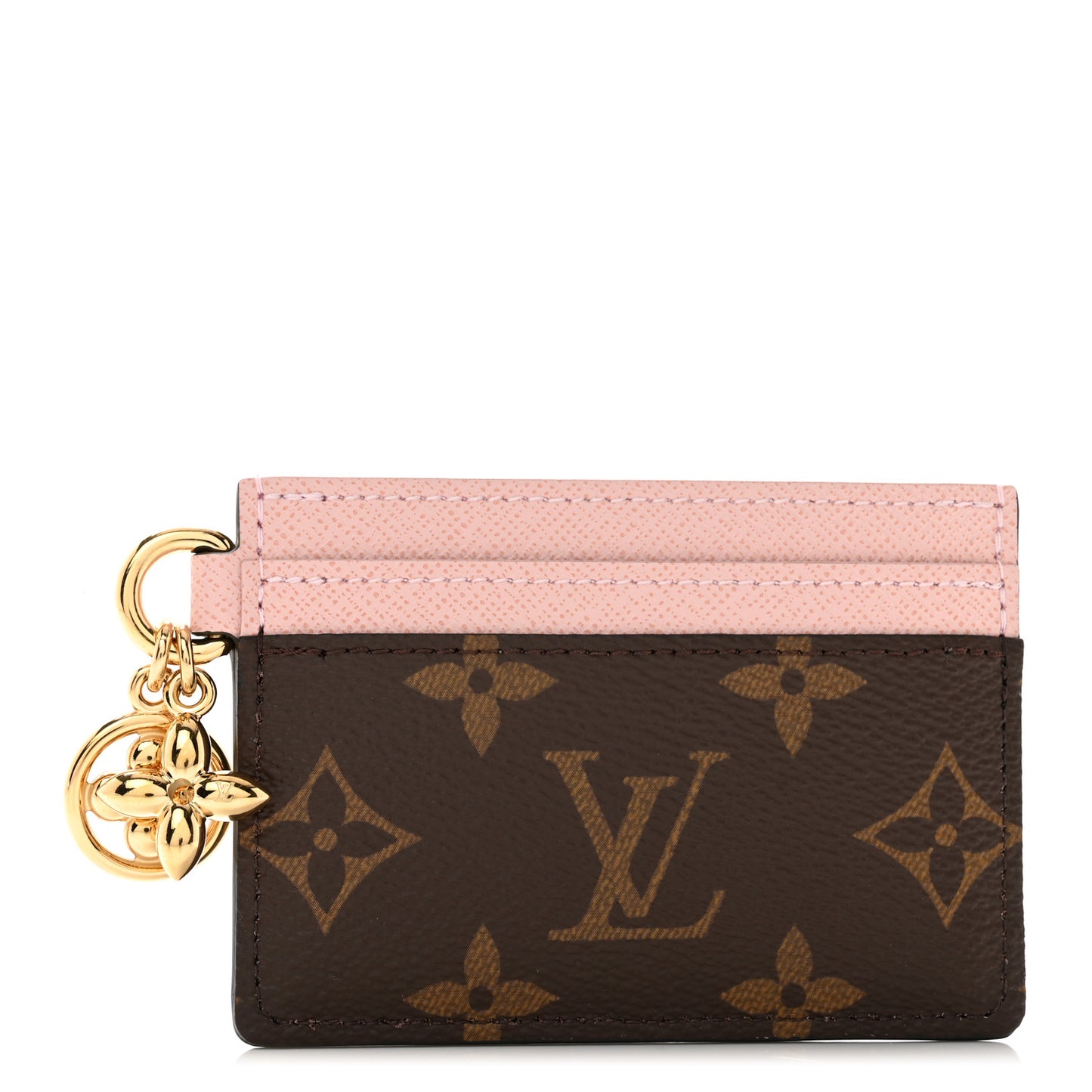 Monogram LV Charms Card Holder Rose Ballerine