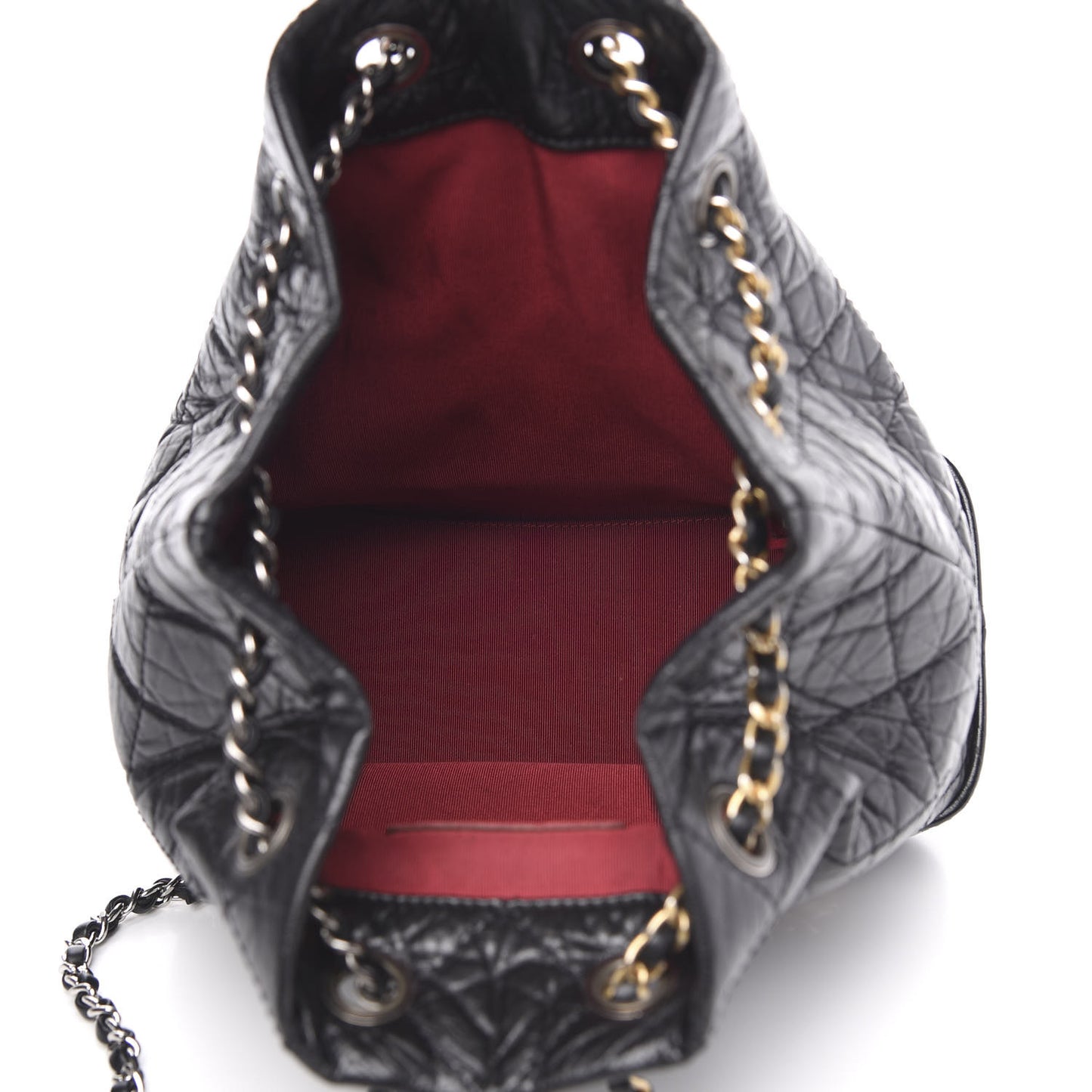 Aged Calfskin Quilted Small Gabrielle Backpack Black