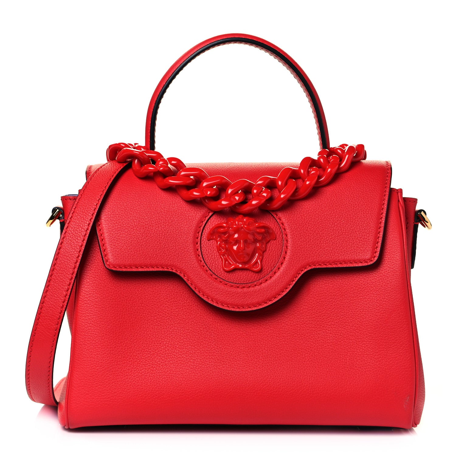 Versace Calfskin Medium La Medusa Top Handle Handbag Red 1 of 11