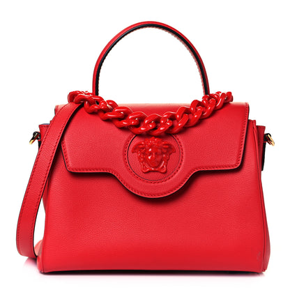 Versace Calfskin Medium La Medusa Top Handle Handbag Red 1 of 11