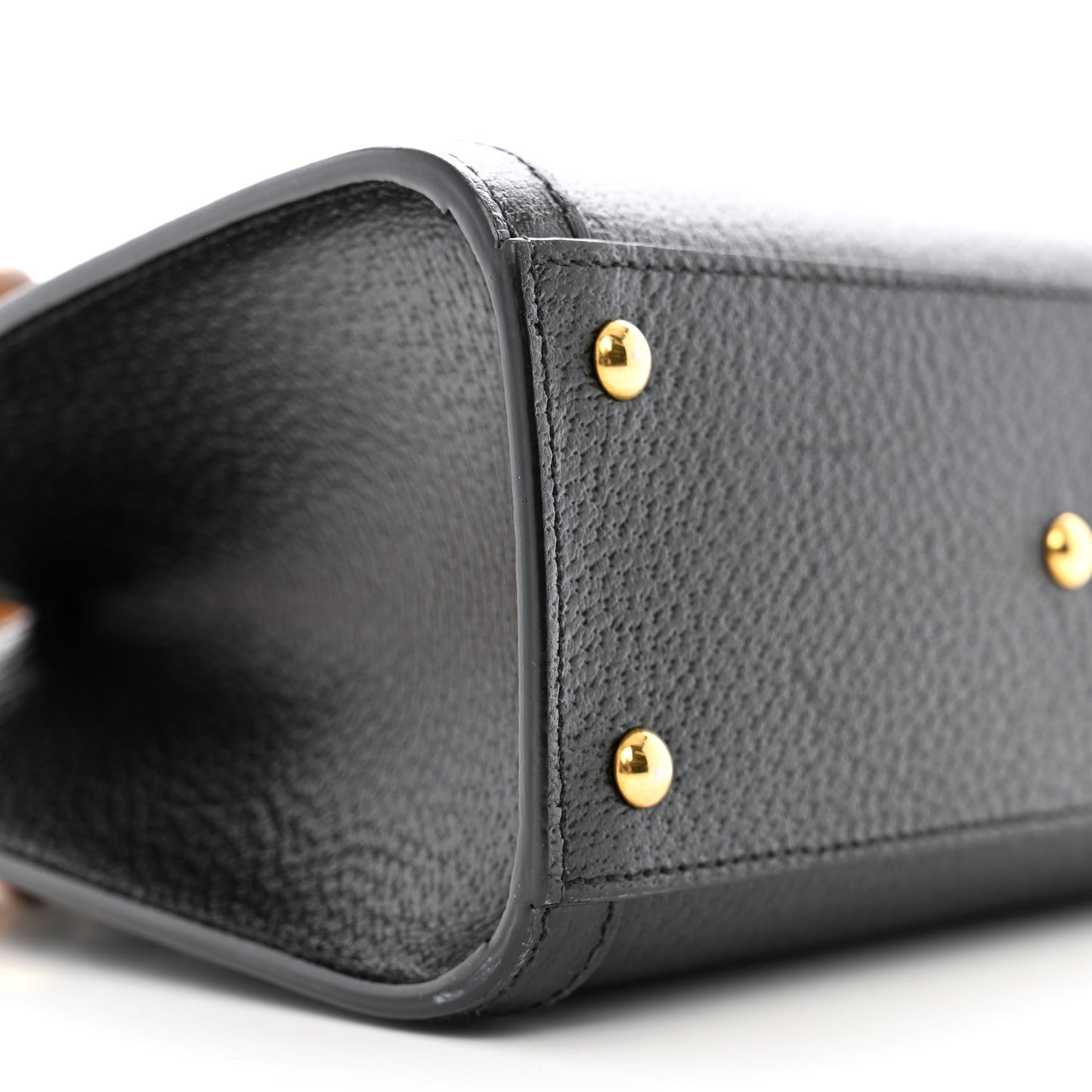 Textured Dollar Calfskin Web Mini Diana Tote Bag Black