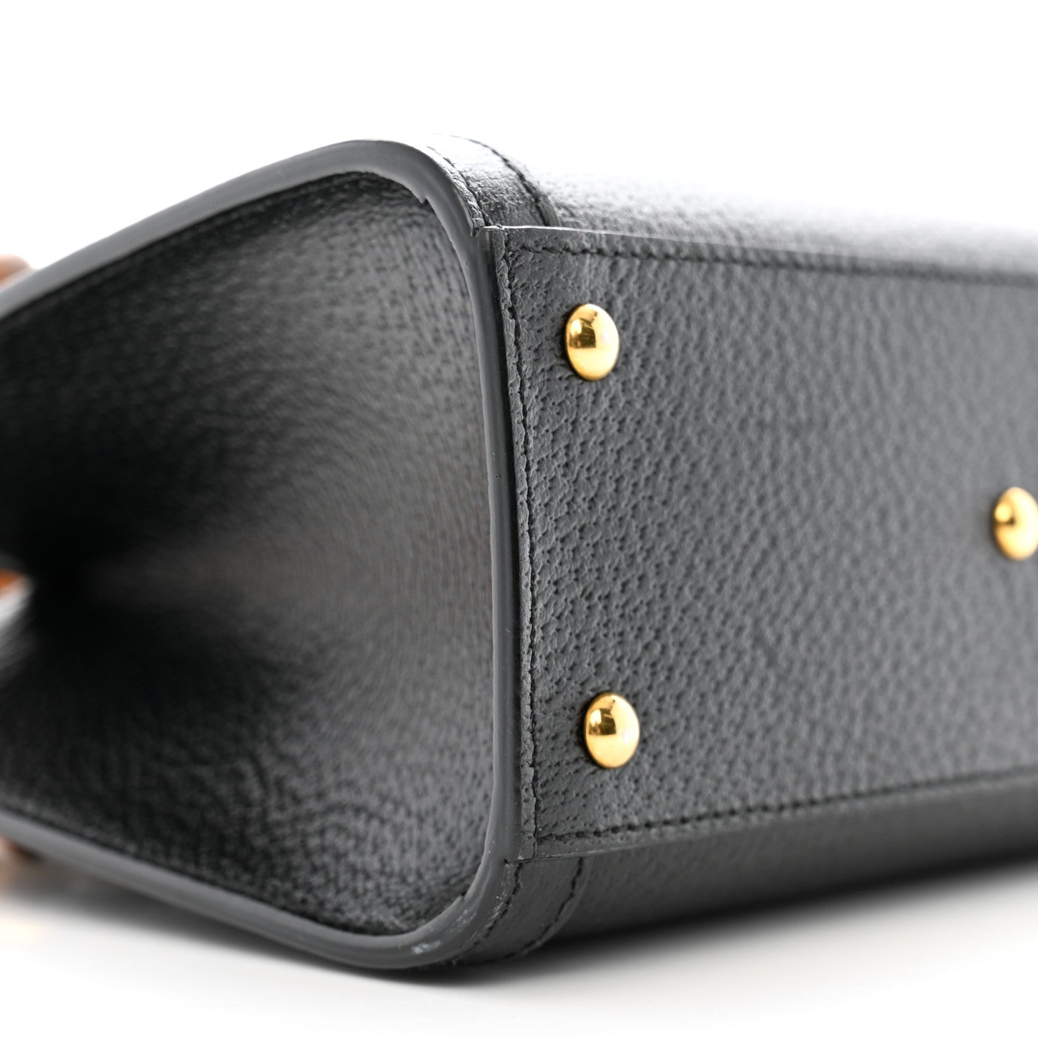 Gucci Textured Dollar Calfskin Web Mini Diana Tote Bag Black 9 of 11