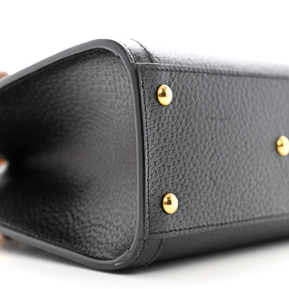 Gucci Textured Dollar Calfskin Web Mini Diana Tote Bag Black 9 of 11