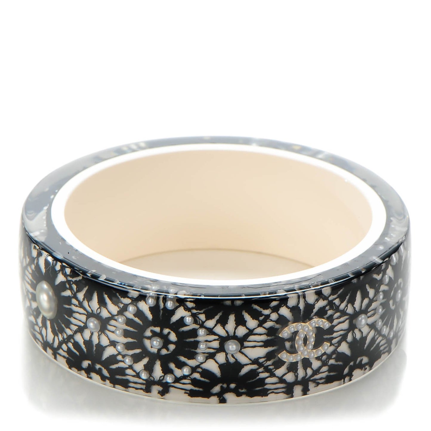 Resin Lace Pearl CC Bangle Black