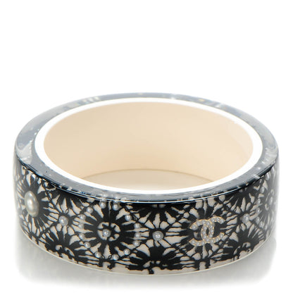 Chanel Resin Lace Pearl CC Bangle Black 1 of 5