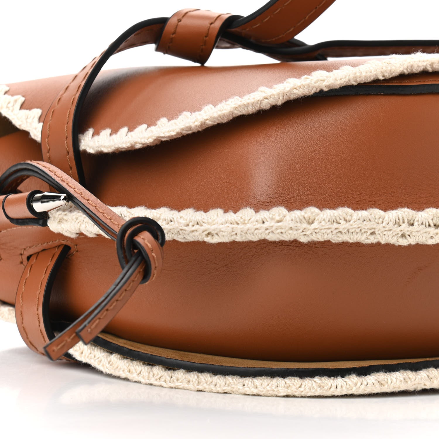 Loewe Calfskin Crochet Trim Small Gate Crossbody Bag Tan 8 of 9