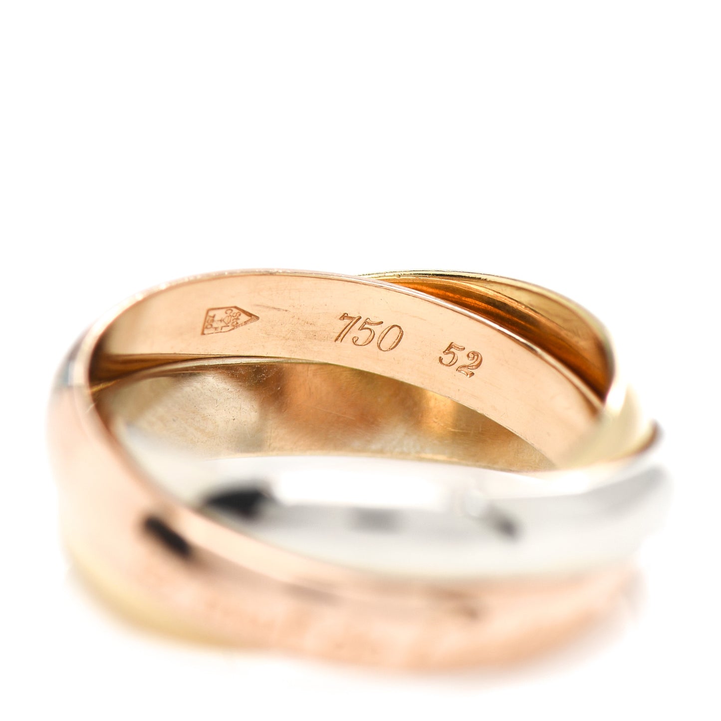 18K Pink Yellow White Gold Classic Les Must De Cartier Trinity Ring 52 6