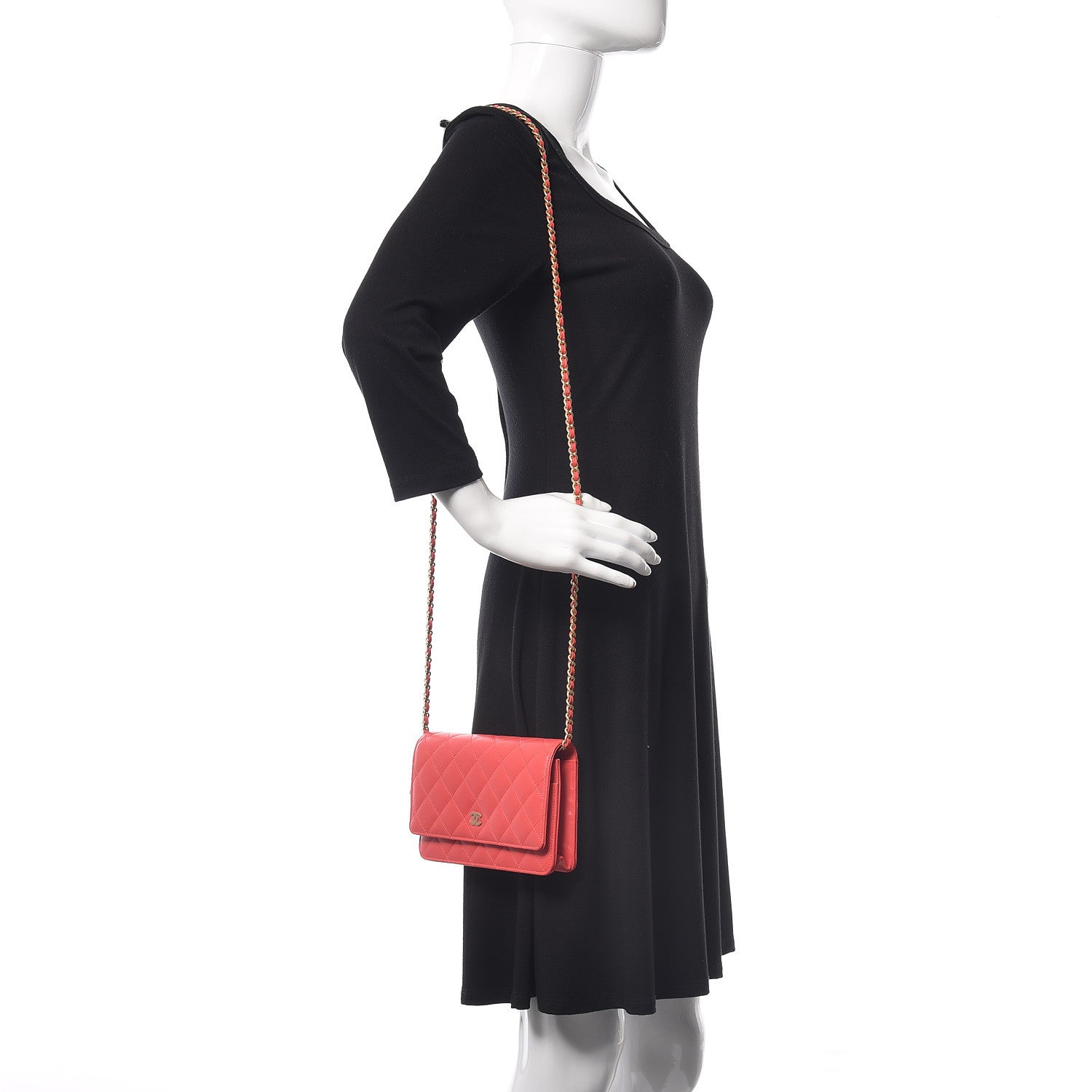 Chanel Lambskin Quilted Wallet On Chain WOC Red 2 of 11