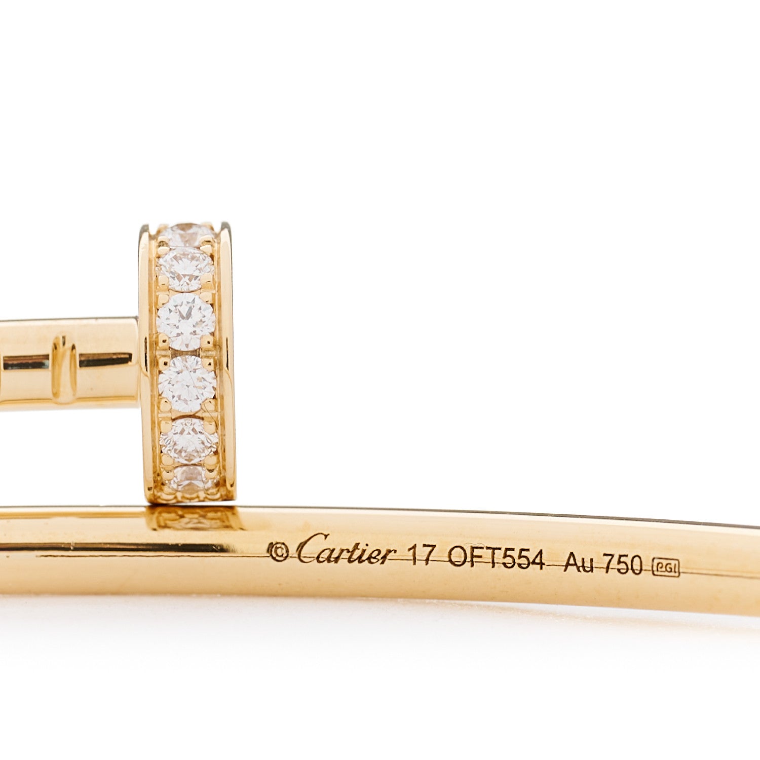 Cartier 18K Yellow Gold Diamond Small Juste Un Clou Bracelet 17 3 of 4