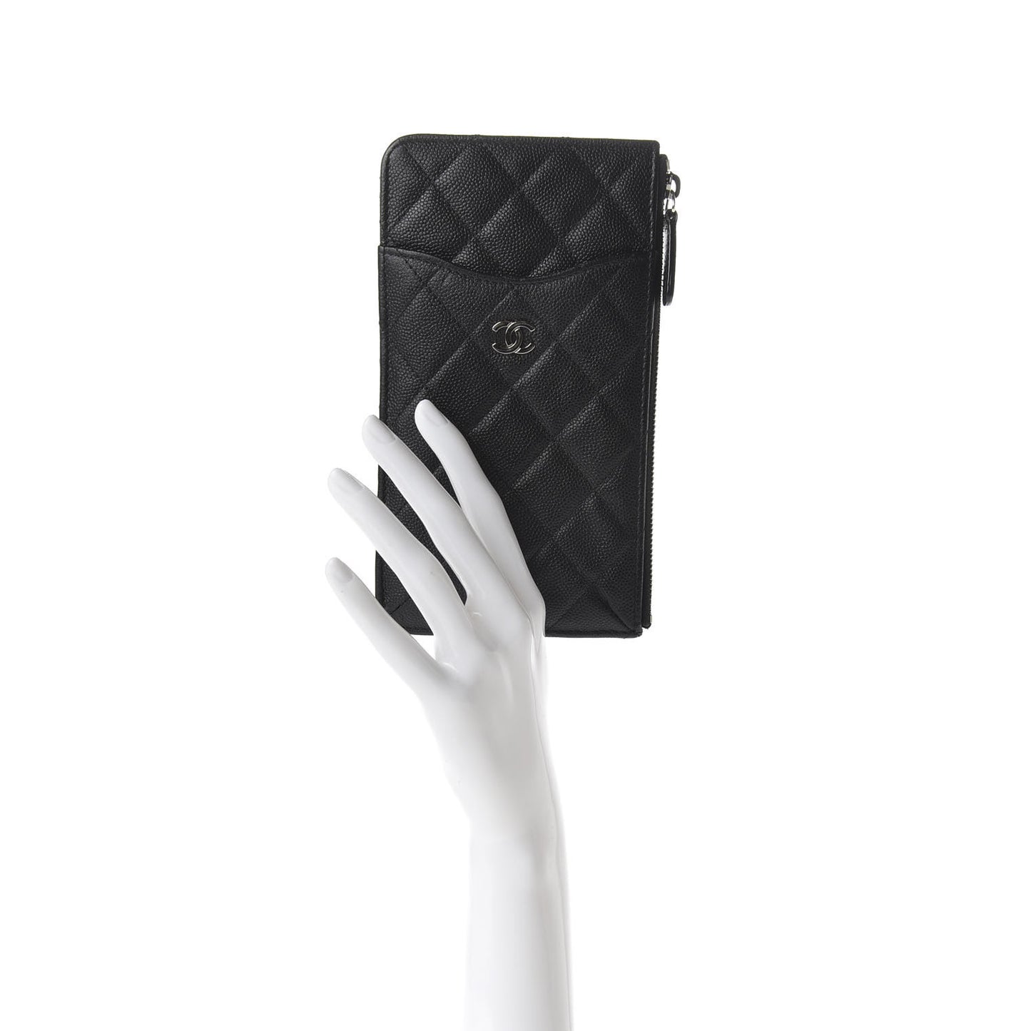 Caviar Quilted Classic Flat Wallet Pouch Black